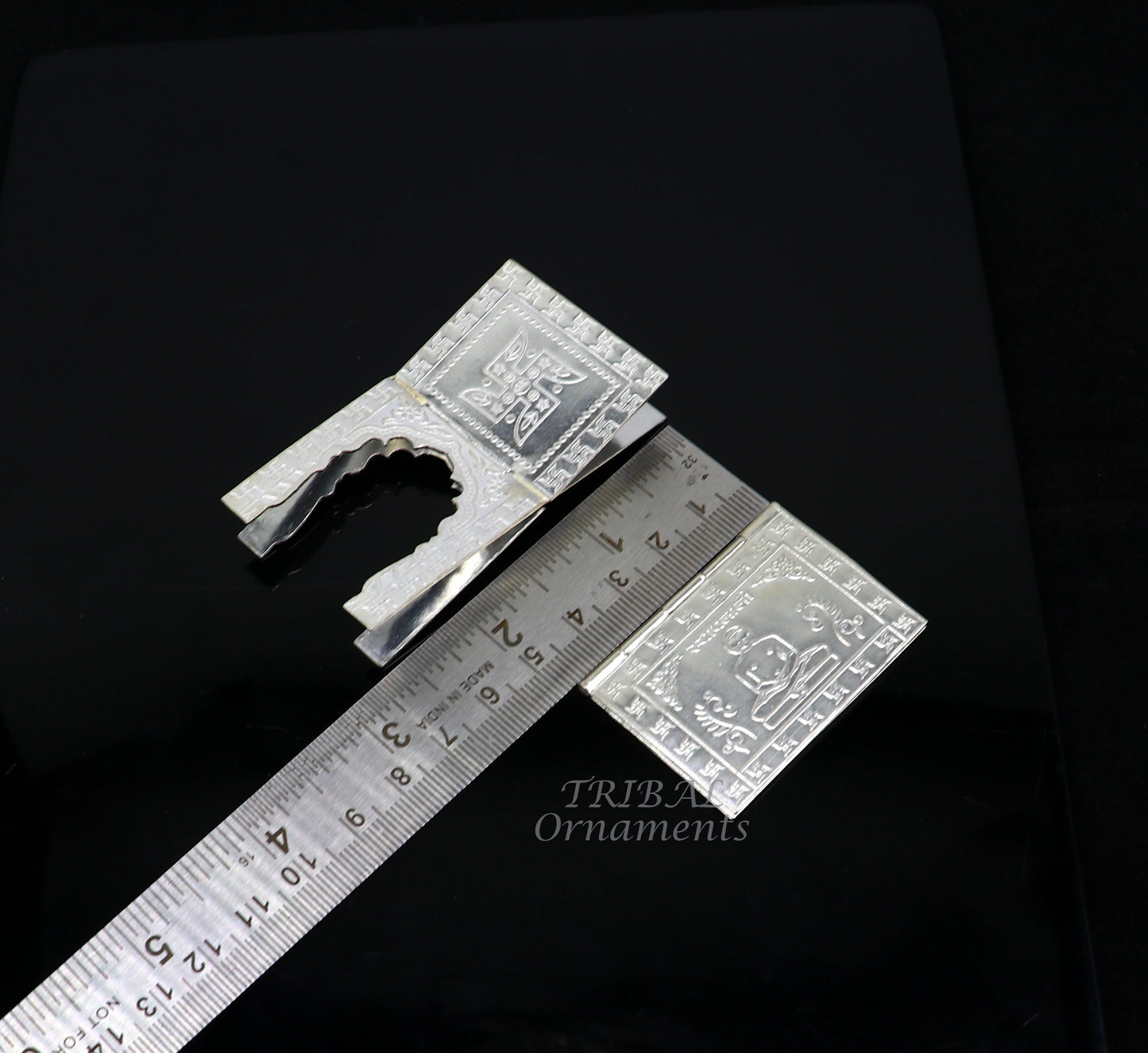 925 sterling silver handmade Divine Navkar Mantra jain mantra, shree sthapna ji namaskar mahamantra  page book with boot stand su956 - TRIBAL ORNAMENTS