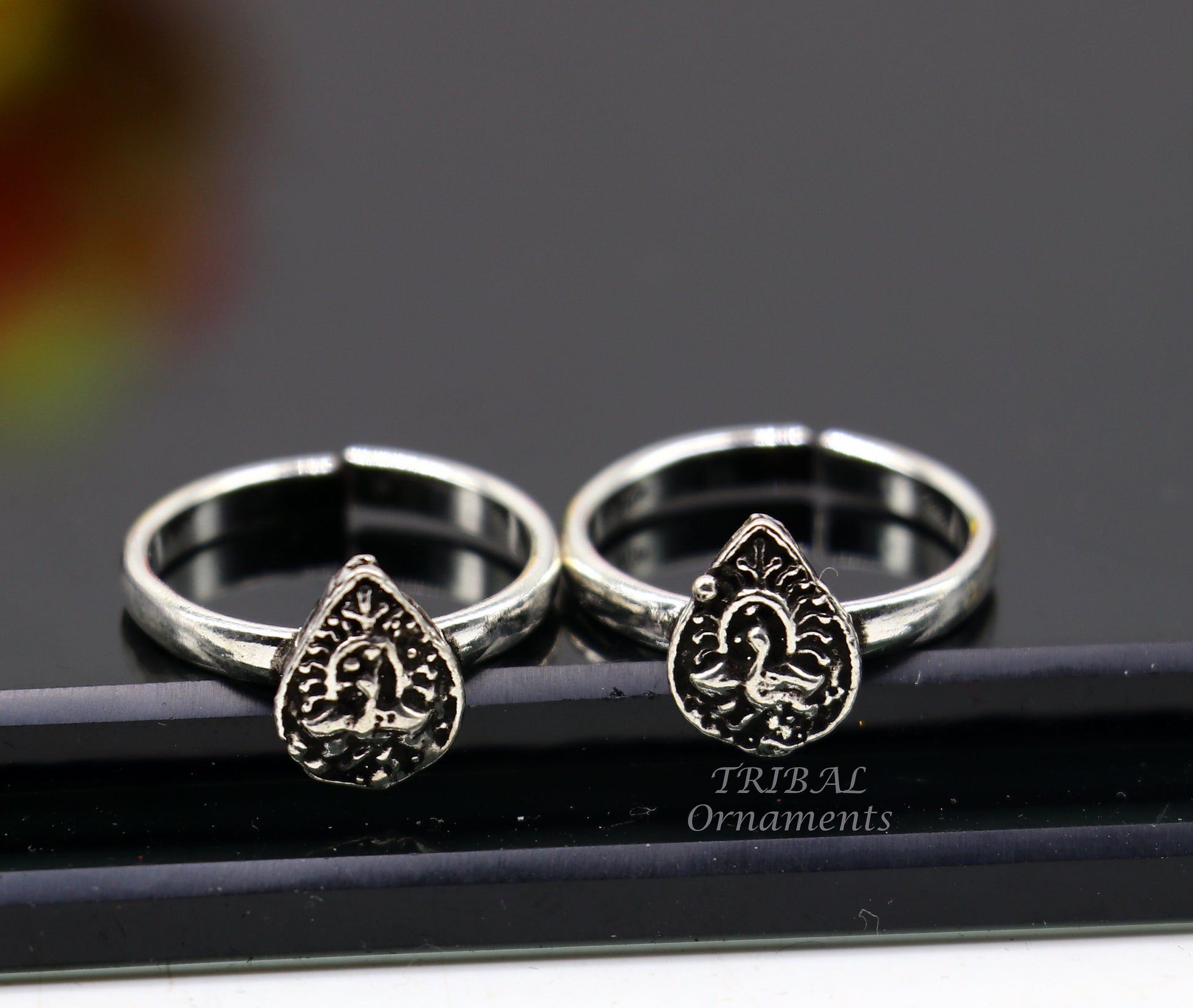 925 sterling silver handmade fabulous peacock design toe ring band tribal belly dance vintage style ethnic jewelry ytr37 - TRIBAL ORNAMENTS