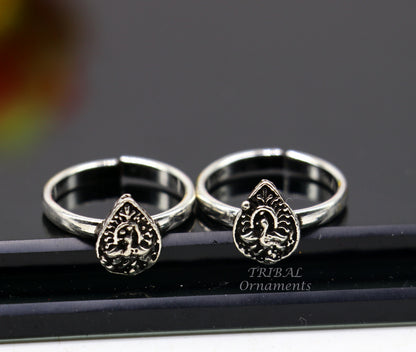 925 sterling silver handmade fabulous peacock design toe ring band tribal belly dance vintage style ethnic jewelry ytr37 - TRIBAL ORNAMENTS
