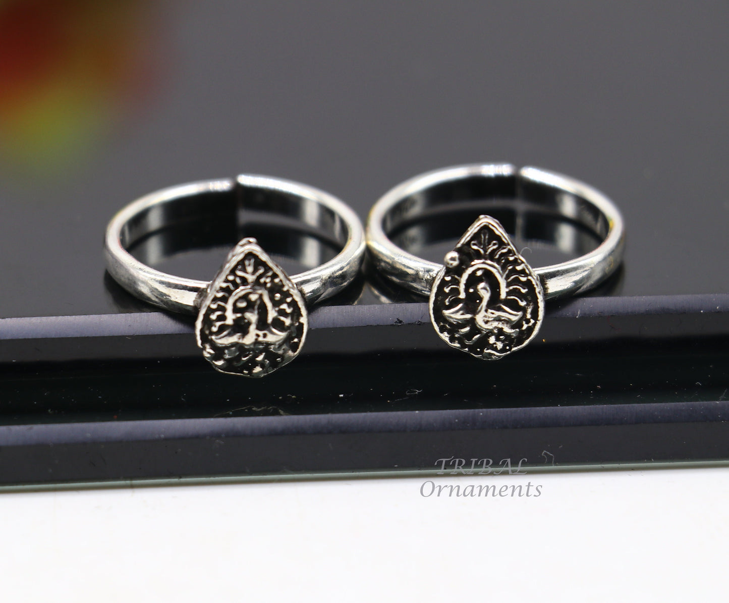 925 sterling silver handmade fabulous peacock design toe ring band tribal belly dance vintage style ethnic jewelry ytr37 - TRIBAL ORNAMENTS