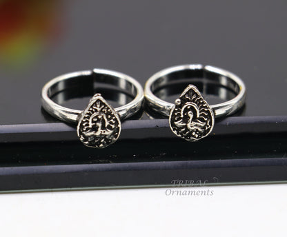 925 sterling silver handmade fabulous peacock design toe ring band tribal belly dance vintage style ethnic jewelry ytr37 - TRIBAL ORNAMENTS