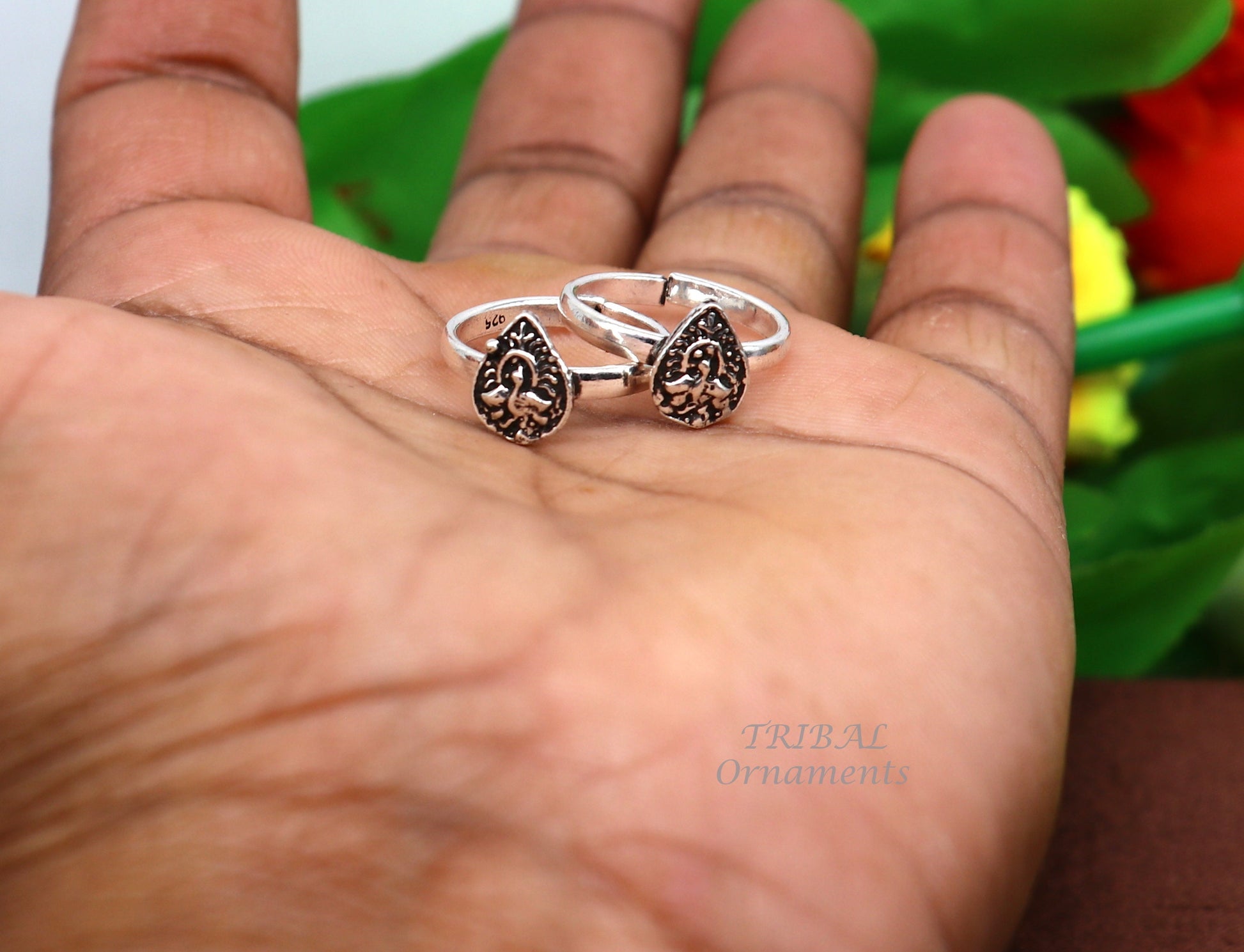 925 sterling silver handmade fabulous peacock design toe ring band tribal belly dance vintage style ethnic jewelry ytr37 - TRIBAL ORNAMENTS