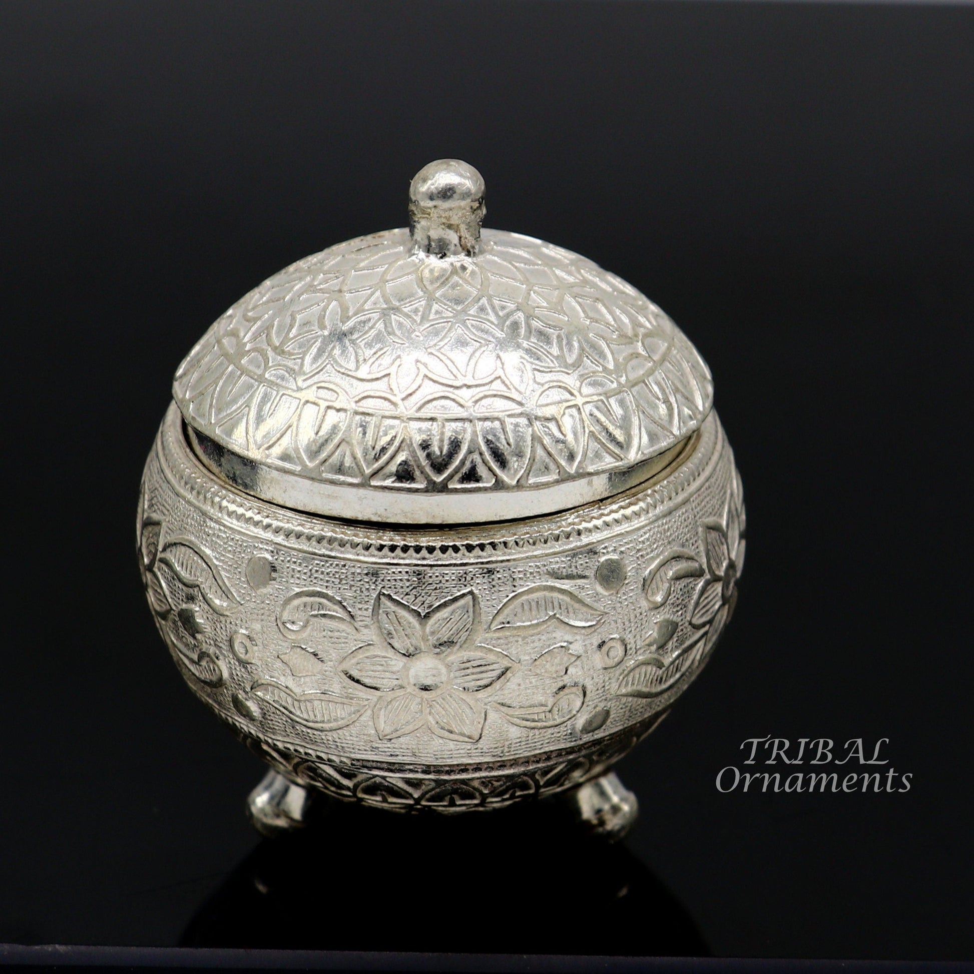 925 Sterling silver handmade fabulous trinket box, solid kumkum box, casket box, sindoor box, enamel work customized gifting box stb397 - TRIBAL ORNAMENTS