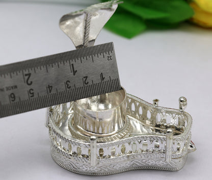 925 sterling silver handmade lord Shiva lingam stand/JAlheri with Panchmukhi snake (sheshnag) and trident Mahakal lingam stand su940 - TRIBAL ORNAMENTS