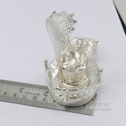 925 sterling silver handmade lord Shiva lingam stand/JAlheri with Panchmukhi snake (sheshnag) and trident Mahakal lingam stand su940 - TRIBAL ORNAMENTS