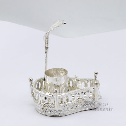 925 sterling silver handmade lord Shiva lingam stand/JAlheri with Panchmukhi snake (sheshnag) and trident Mahakal lingam stand su941 - TRIBAL ORNAMENTS