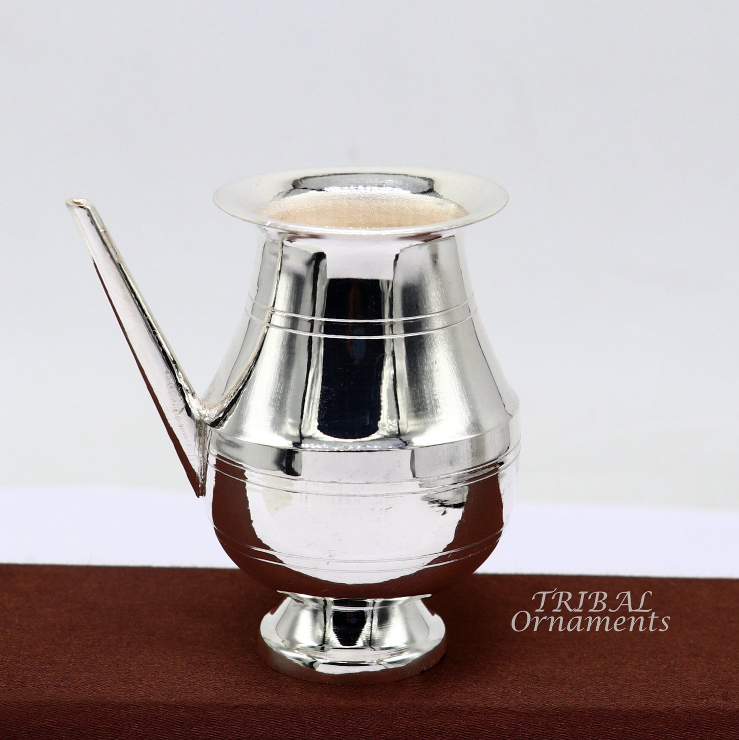 925 sterling silver handmade plain small Nozal Kalash, unique silver puja article, water or milk shiva Abhishek kalash pot india su927 - TRIBAL ORNAMENTS