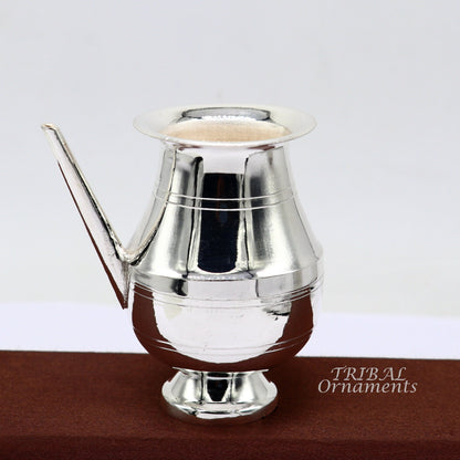 Small handmade 925 sterling silver Karwa Chauth Kalash for puja, featuring a plain design for water or milk offerings.