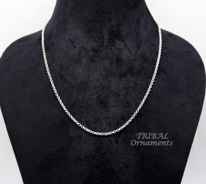 Sterling silver cable rolo chain necklace by TribalOrnaments, unisex jewelry with handmade craftsmanship, ideal for gifting.