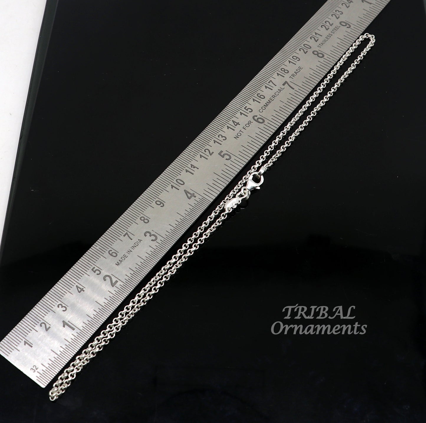 Sterling silver handmade fabulous cable rolo chain unisex necklace jewelry best gifting chain from india ch201 - TRIBAL ORNAMENTS