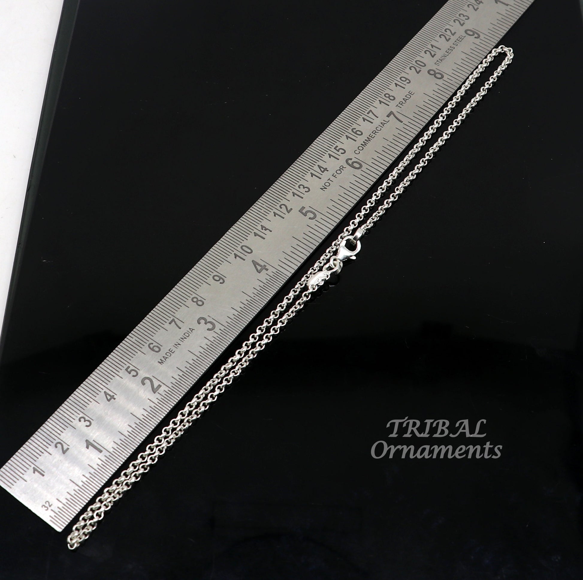 Sterling silver handmade fabulous cable rolo chain unisex necklace jewelry best gifting chain from india ch201 - TRIBAL ORNAMENTS