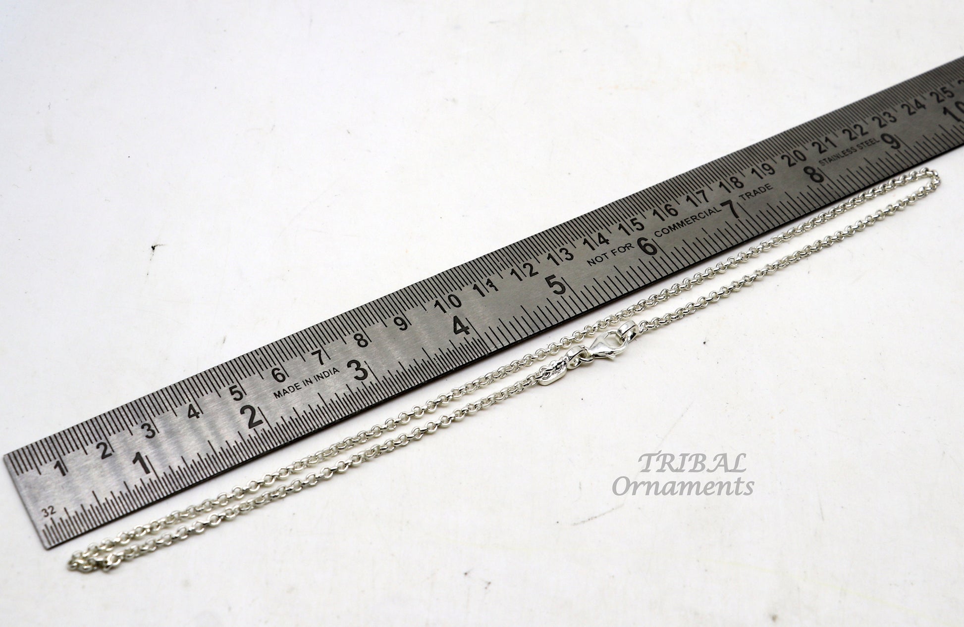 Sterling silver handmade fabulous cable rolo chain unisex necklace jewelry best gifting chain from india ch201 - TRIBAL ORNAMENTS