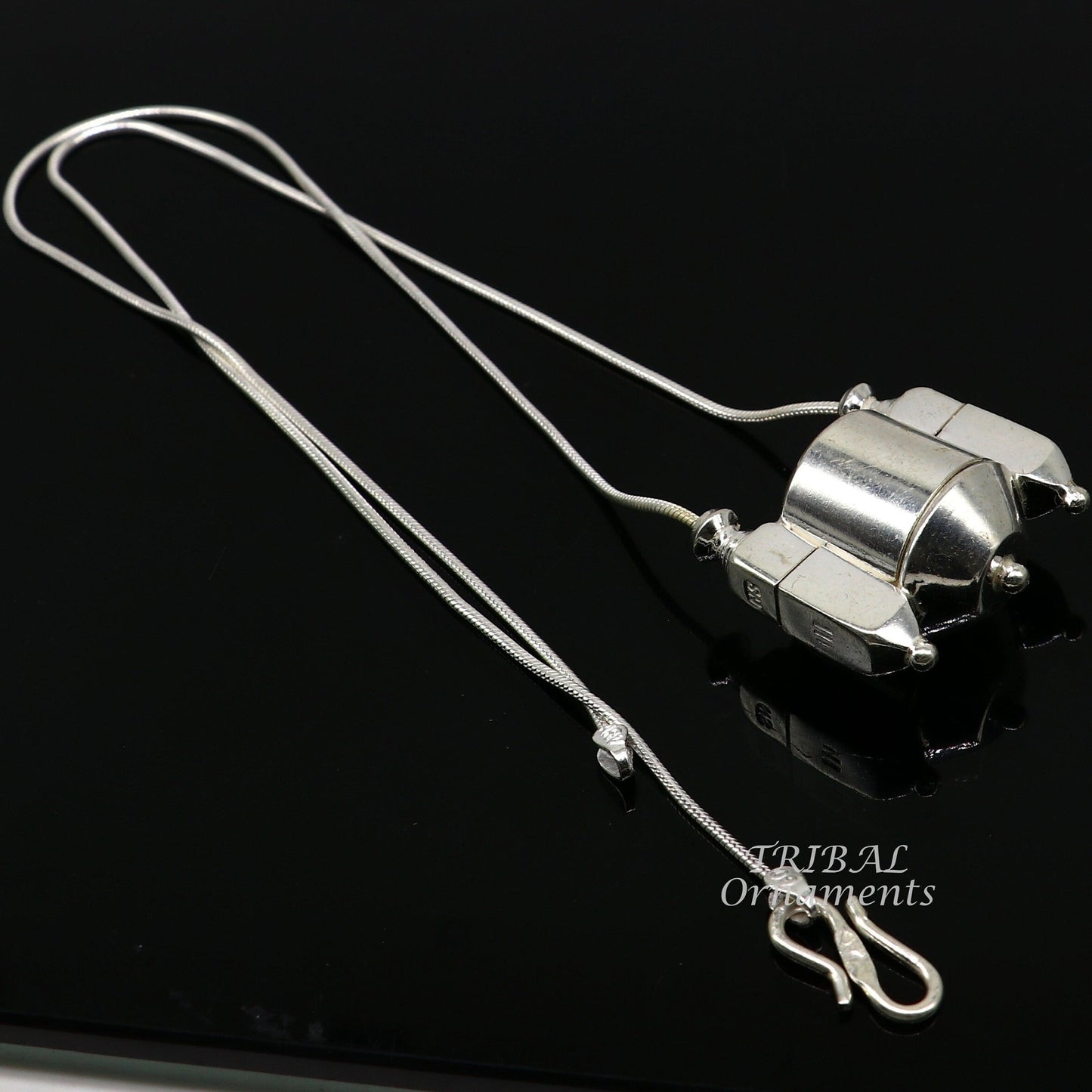 Sterling silver stylish vintage antique designer Idol shiva lingam box pendant, casket box pendant for shiva lingam, ethnic inidia set495 - TRIBAL ORNAMENTS