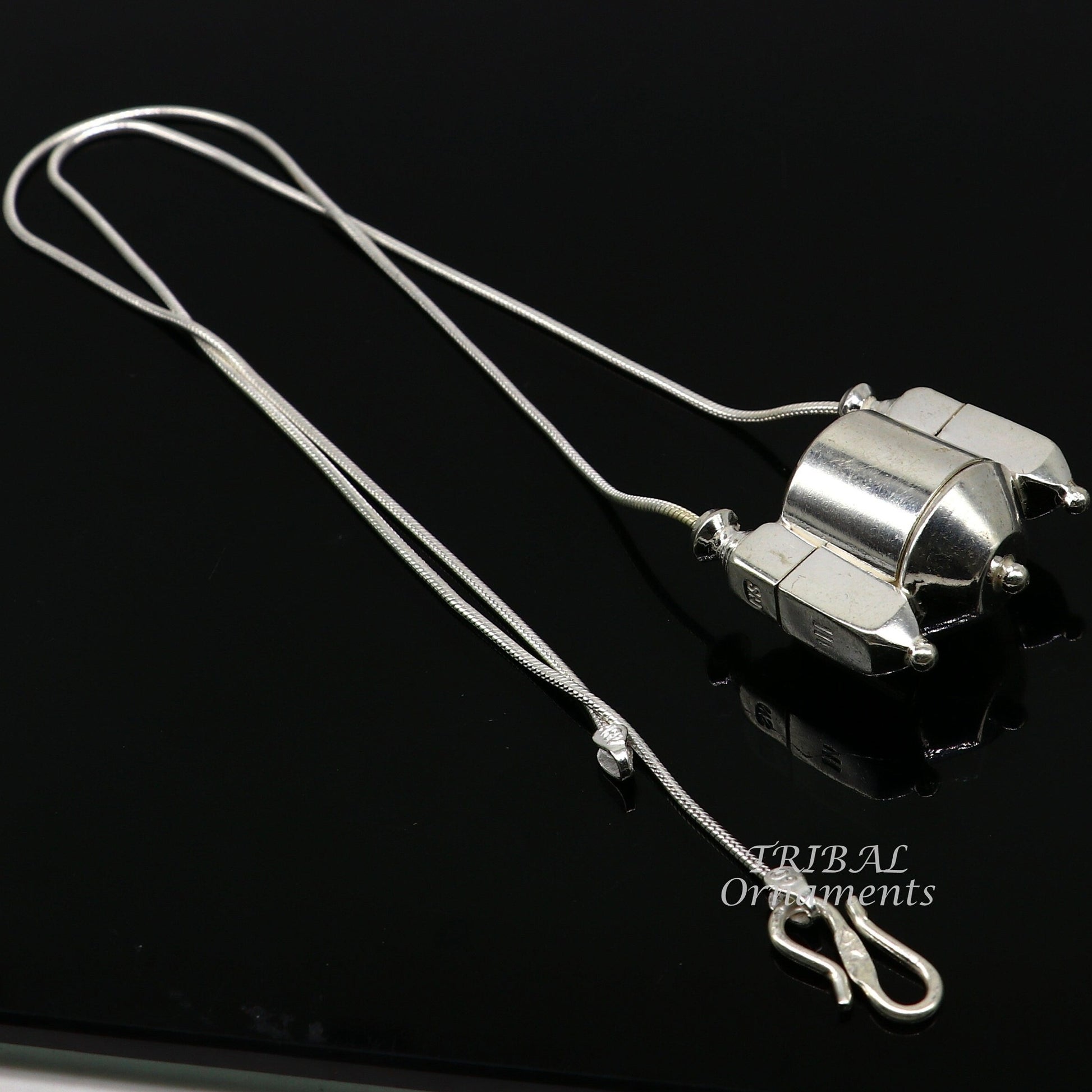 Sterling silver stylish vintage antique designer Idol shiva lingam box pendant, casket box pendant for shiva lingam, ethnic inidia set495 - TRIBAL ORNAMENTS