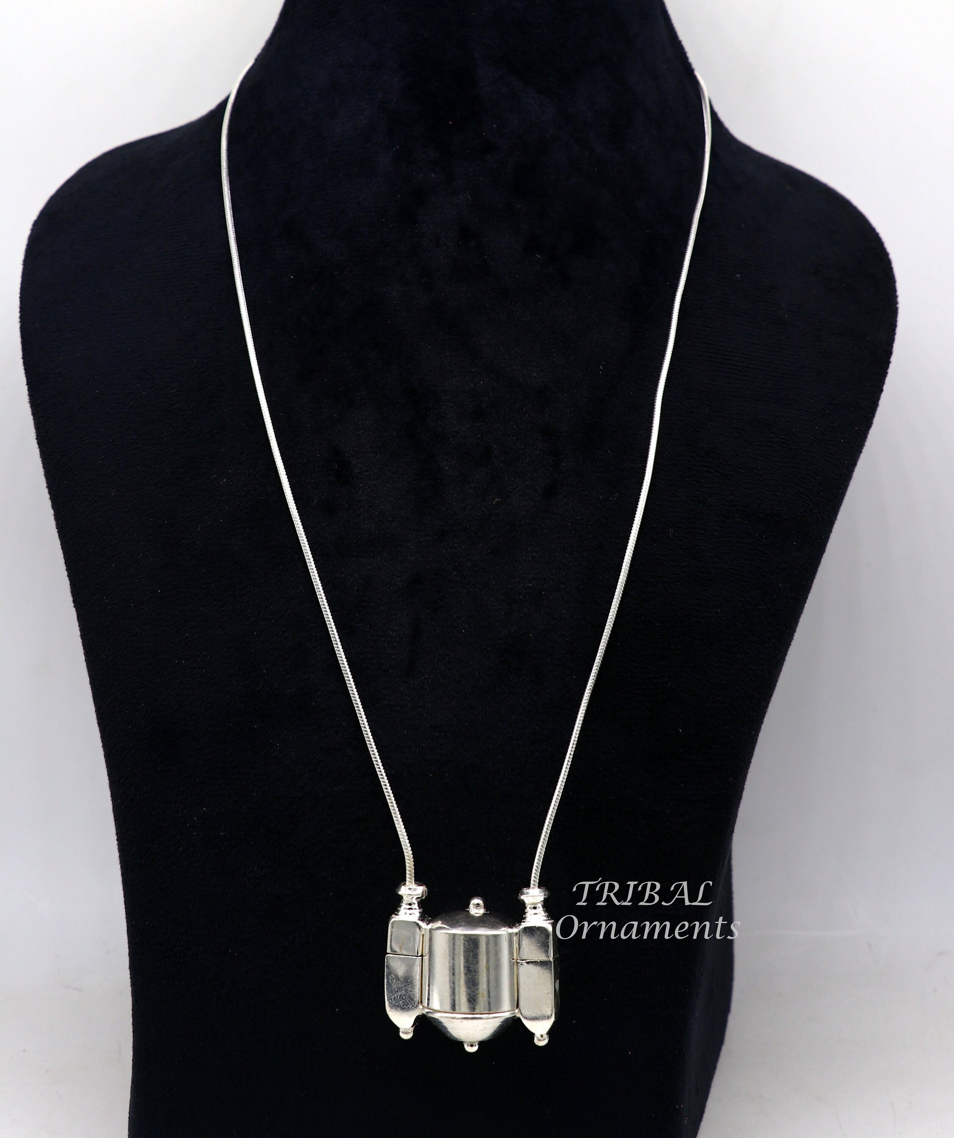 Sterling silver stylish vintage antique designer Idol shiva lingam box pendant, casket box pendant for shiva lingam, ethnic inidia set495 - TRIBAL ORNAMENTS