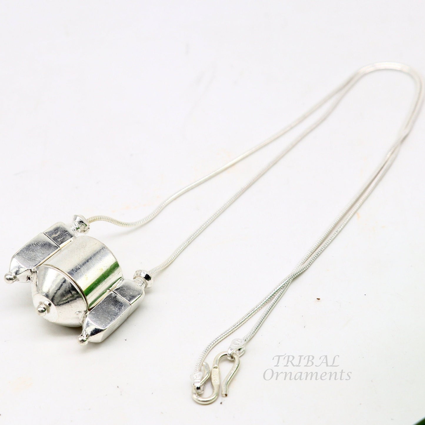 Sterling silver stylish vintage antique designer Idol shiva lingam box pendant, casket box pendant for shiva lingam, ethnic inidia set495 - TRIBAL ORNAMENTS