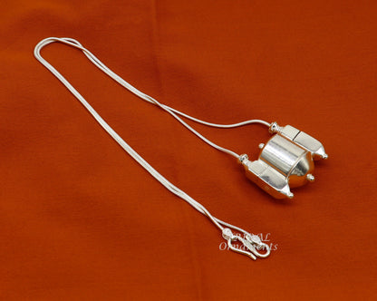 Sterling silver vintage Shiva Lingam idol pendant with casket box from TribalOrnaments, featuring intricate ethnic design.