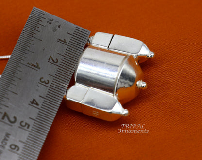 Sterling silver vintage Shiva Lingam pendant by TribalOrnaments featuring a designer idol casket box, ethnic Indian style.