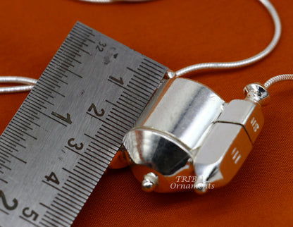 Sterling silver vintage Shiva Lingam box pendant by TribalOrnaments, featuring an antique designer casket style for spiritual jewelry.