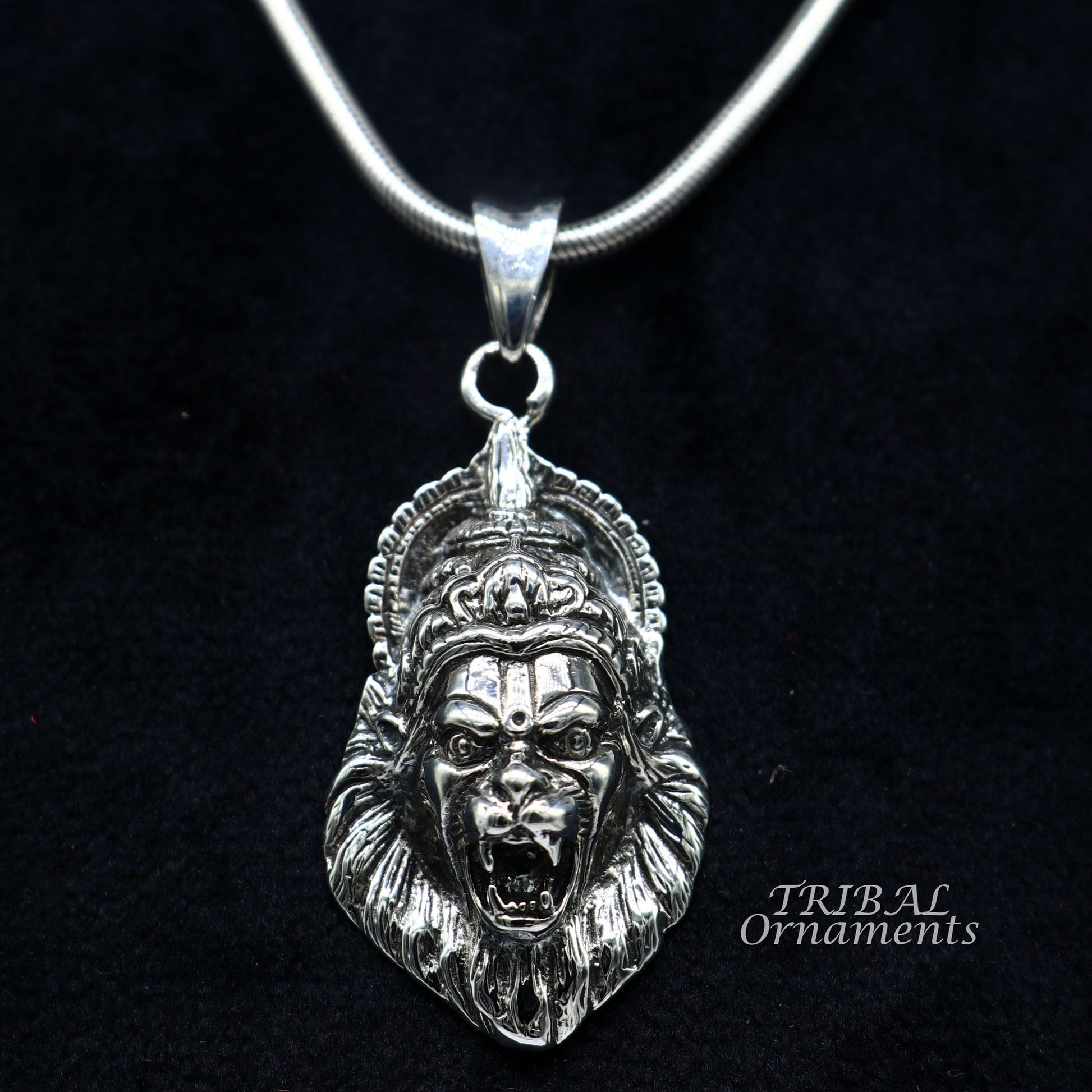 925 silver Vishnu Narsimha pendant featuring an idol design, oxidized style, customized locket necklace from TribalOrnaments.