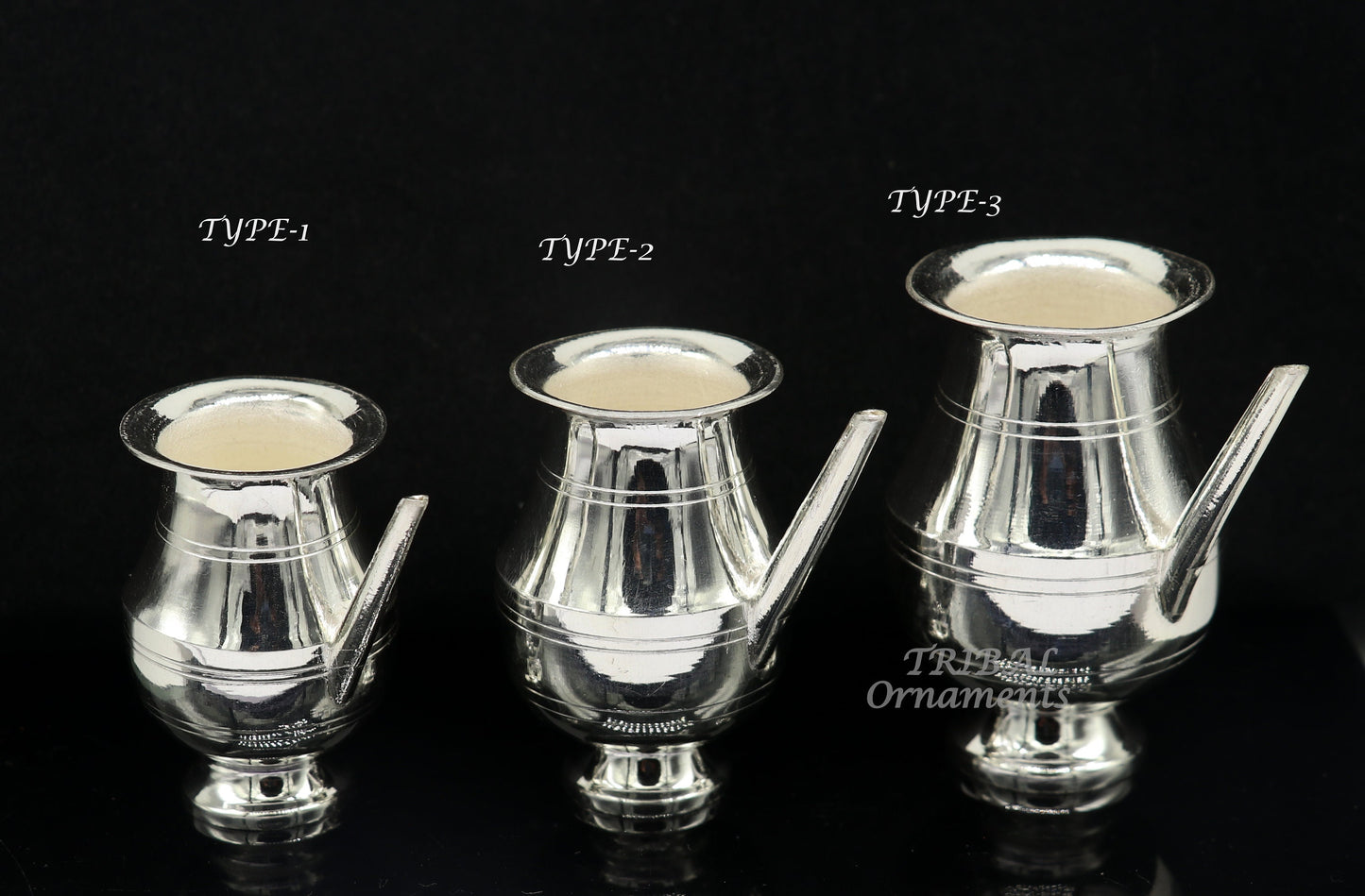 925 sterling silver handmade plain small Nozal Kalash, unique silver puja article, water or milk shiva Abhishek kalash pot india sv268 - TRIBAL ORNAMENTS