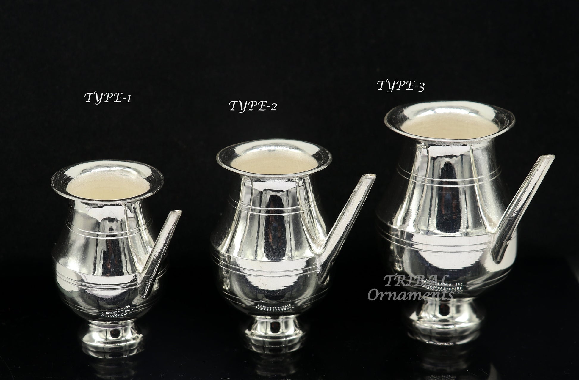 925 sterling silver handmade plain small Nozal Kalash, unique silver puja article, water or milk shiva Abhishek kalash pot india sv268 - TRIBAL ORNAMENTS