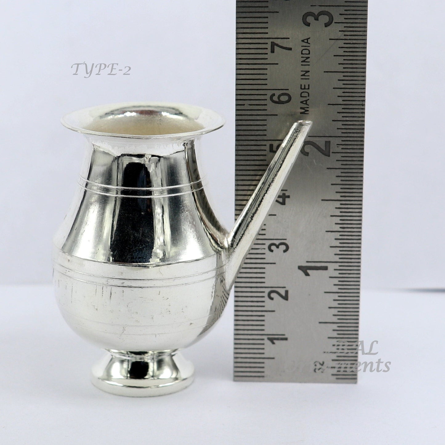 925 sterling silver handmade plain small Nozal Kalash, unique silver puja article, water or milk shiva Abhishek kalash pot india sv268 - TRIBAL ORNAMENTS