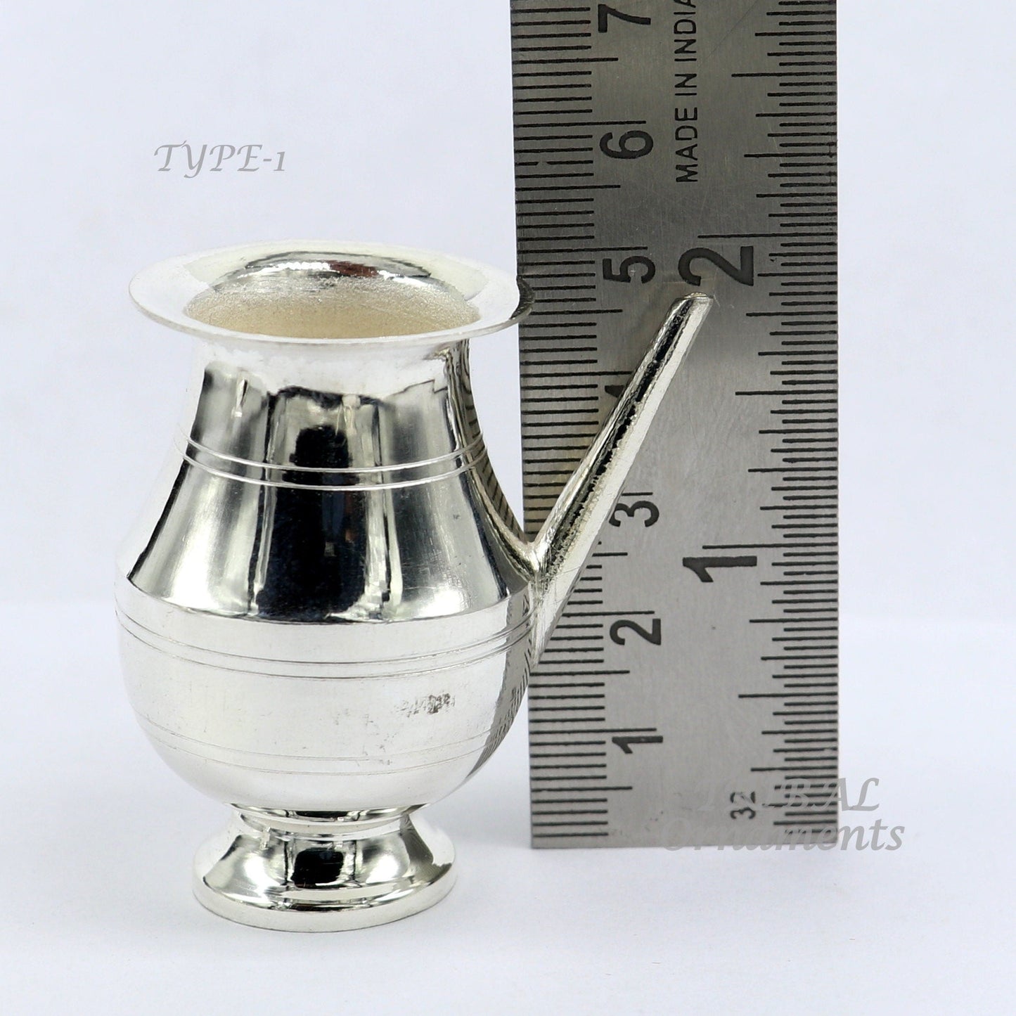 925 sterling silver handmade plain small Nozal Kalash, unique silver puja article, water or milk shiva Abhishek kalash pot india sv268 - TRIBAL ORNAMENTS