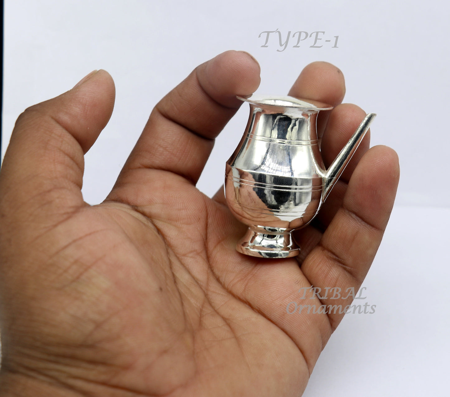 925 sterling silver handmade plain small Nozal Kalash, unique silver puja article, water or milk shiva Abhishek kalash pot india sv268 - TRIBAL ORNAMENTS