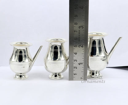 Small handmade 925 silver Karwa Chauth Kalash for puja, Shiva Abhishek, water or milk offering, traditional Indian silver vessel