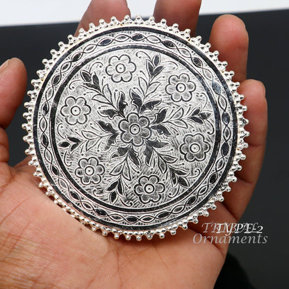 Sterling silver handmade small rectangle puja table utensil by TribalOrnaments, ideal for home temple and religious rituals.
