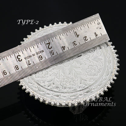Sterling silver handmade small rectangle puja table utensil by TribalOrnaments, ideal for home temple or prayer rituals.