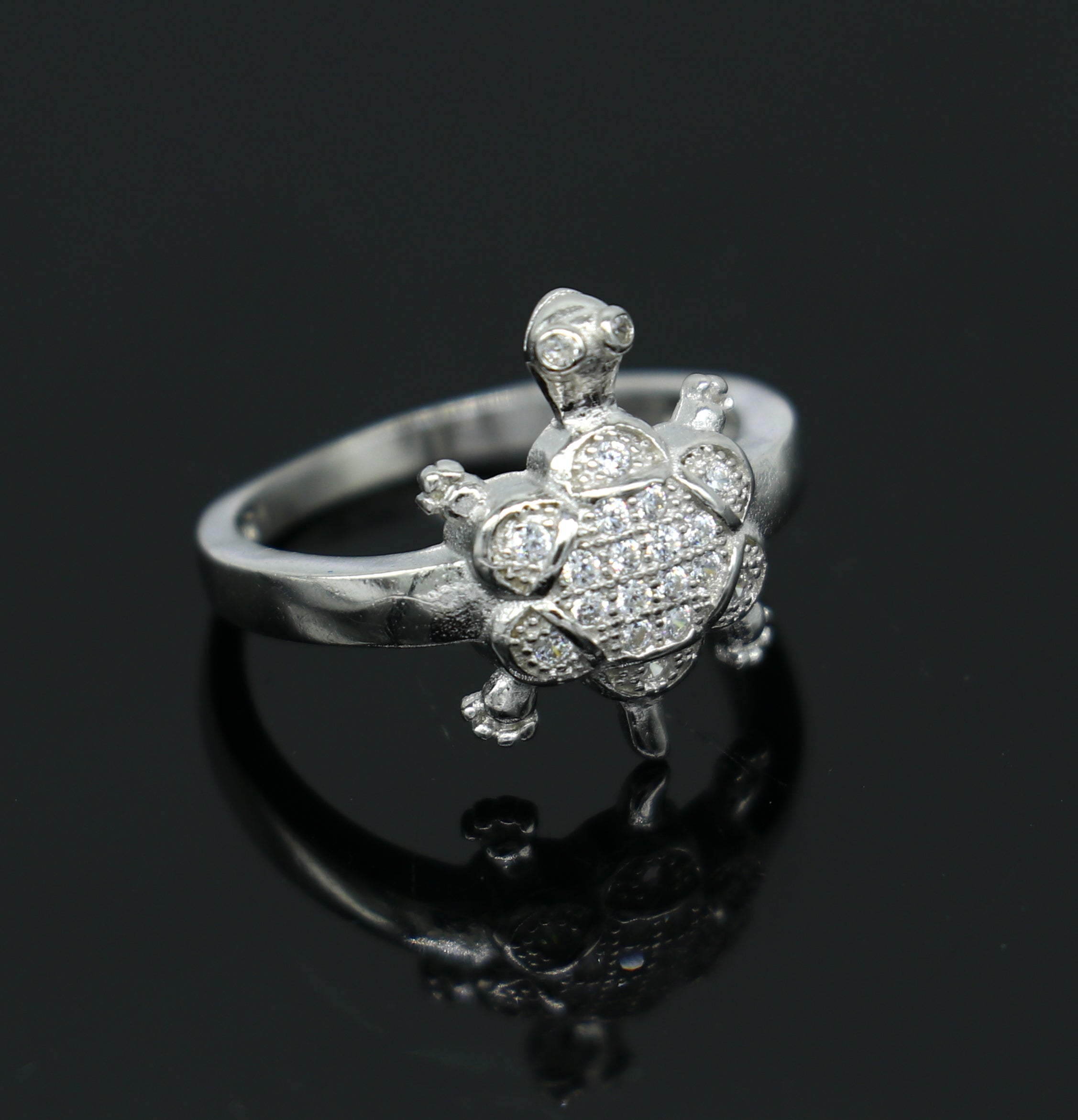Tortoise Silver Ring For Peace In Life - Gem O Sparkle